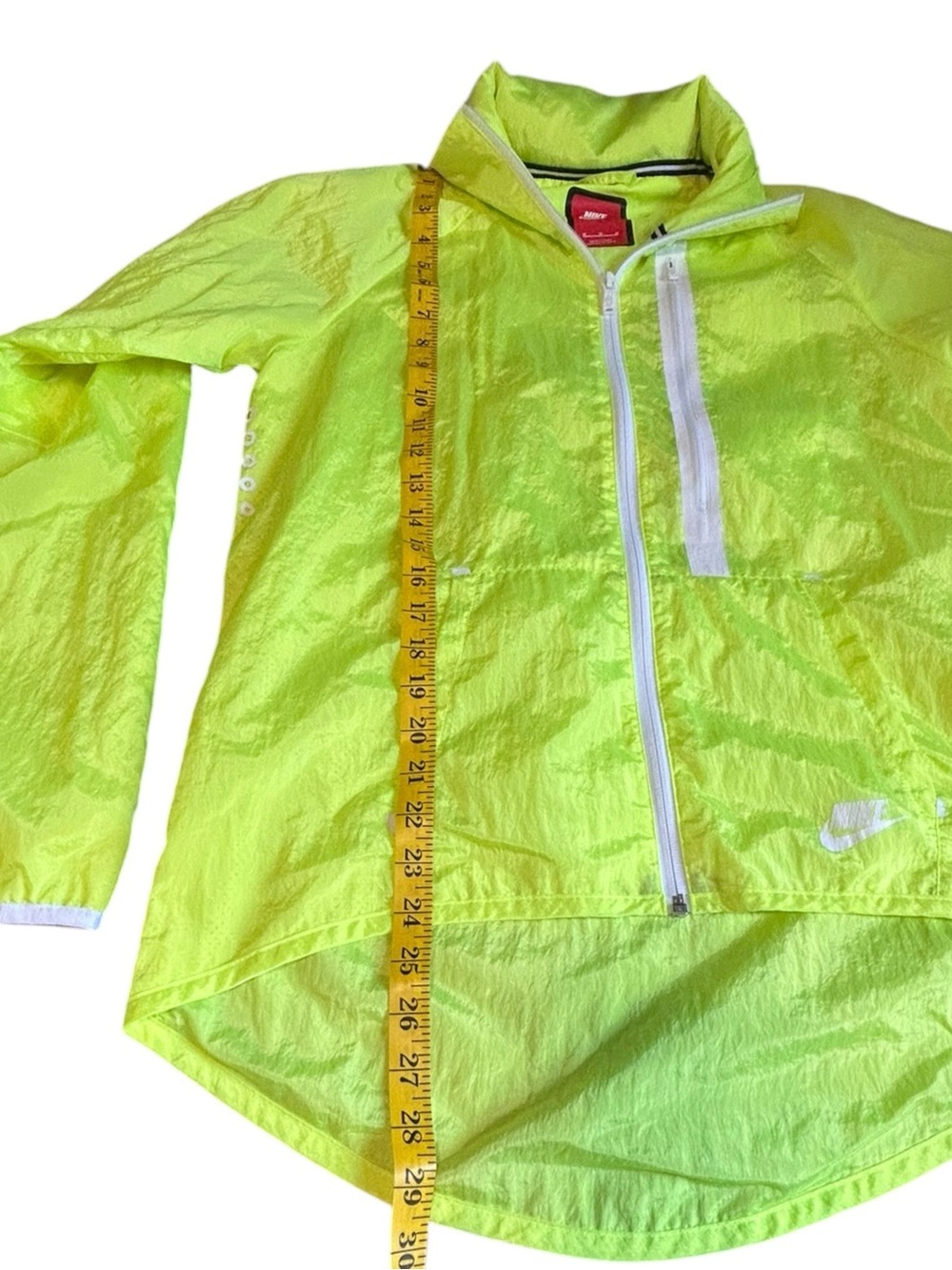 Nike Aeroshield Running Jacket Volt Yellow Hidden Hood Women’s M - Picture 3 of 16